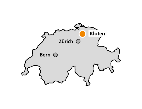 Landkarte Schweiz mit RUTHMANN Servicestationen in Kloten
